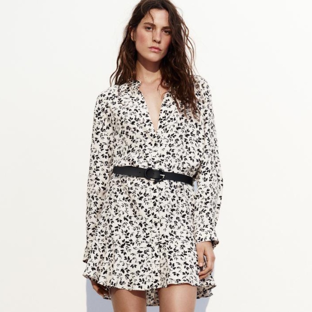 NWT ZARA BELTED FLORAL PRINT MINI DRESS